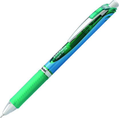 Pentel® EnerGel™ Deluxe RTX Retractable Liquid Gel Pens, Fine Point, 0.5 mm, 54% Recycled, Blue Barrel, Black Ink, Pack Of 12 Pens