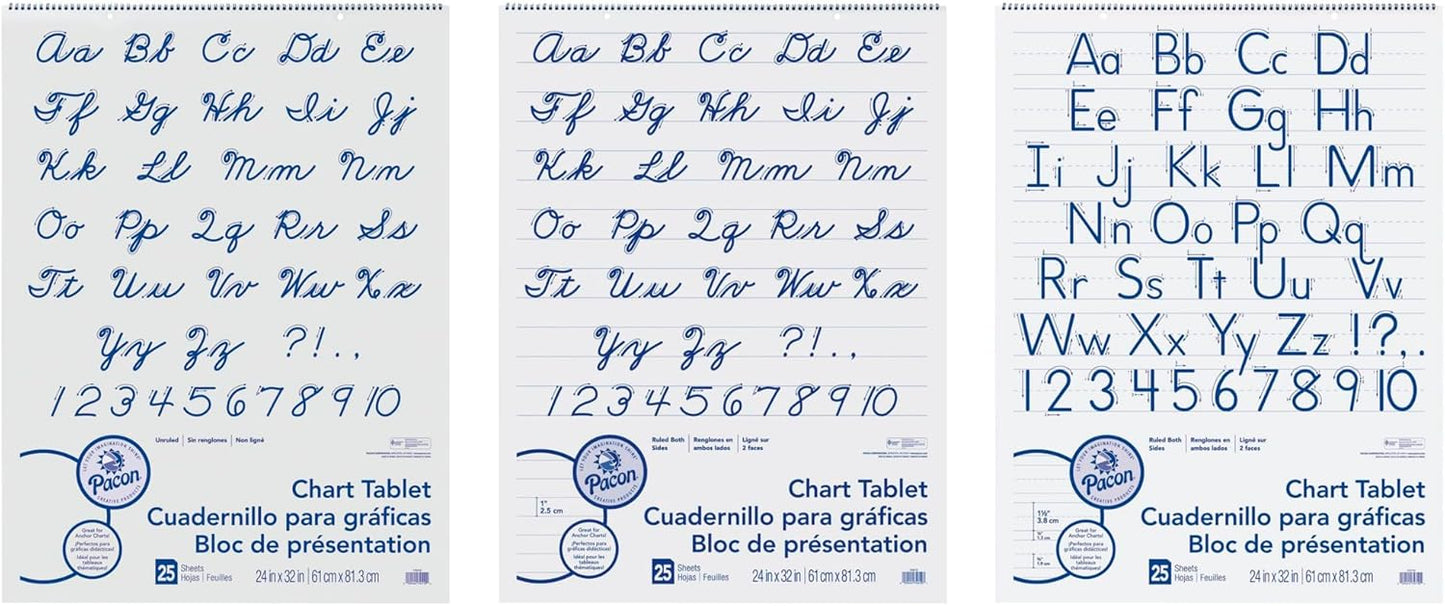 School Smart Chart Paper Pad, 32 x 24 Inches, 1-1/2 Inch Rule, 25 Sheets