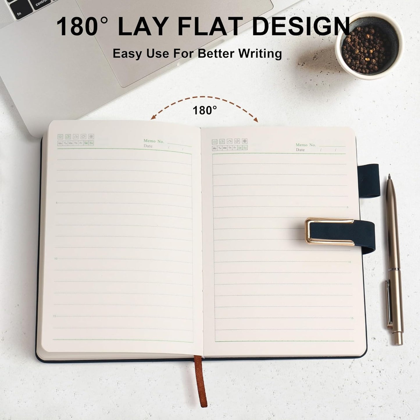 Hardcover Lined Notebook Journal for Women & Men,256 Pages 5.7 x 8.3 inches,A5 Ruled Notebooks Magnetic Closure Leather Journal,Daily for Work,Meeting,Travel,Writing,School and Note Taking (Gray)