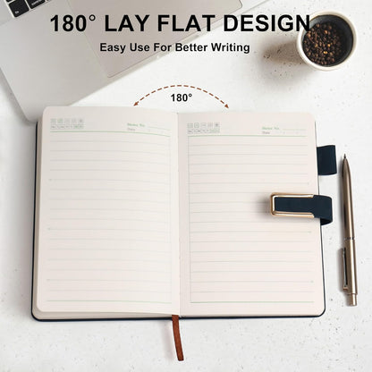Hardcover Lined Notebook Journal for Women & Men,256 Pages 5.7 x 8.3 inches,A5 Ruled Notebooks Magnetic Closure Leather Journal,Daily for Work,Meeting,Travel,Writing,School and Note Taking (Gray)