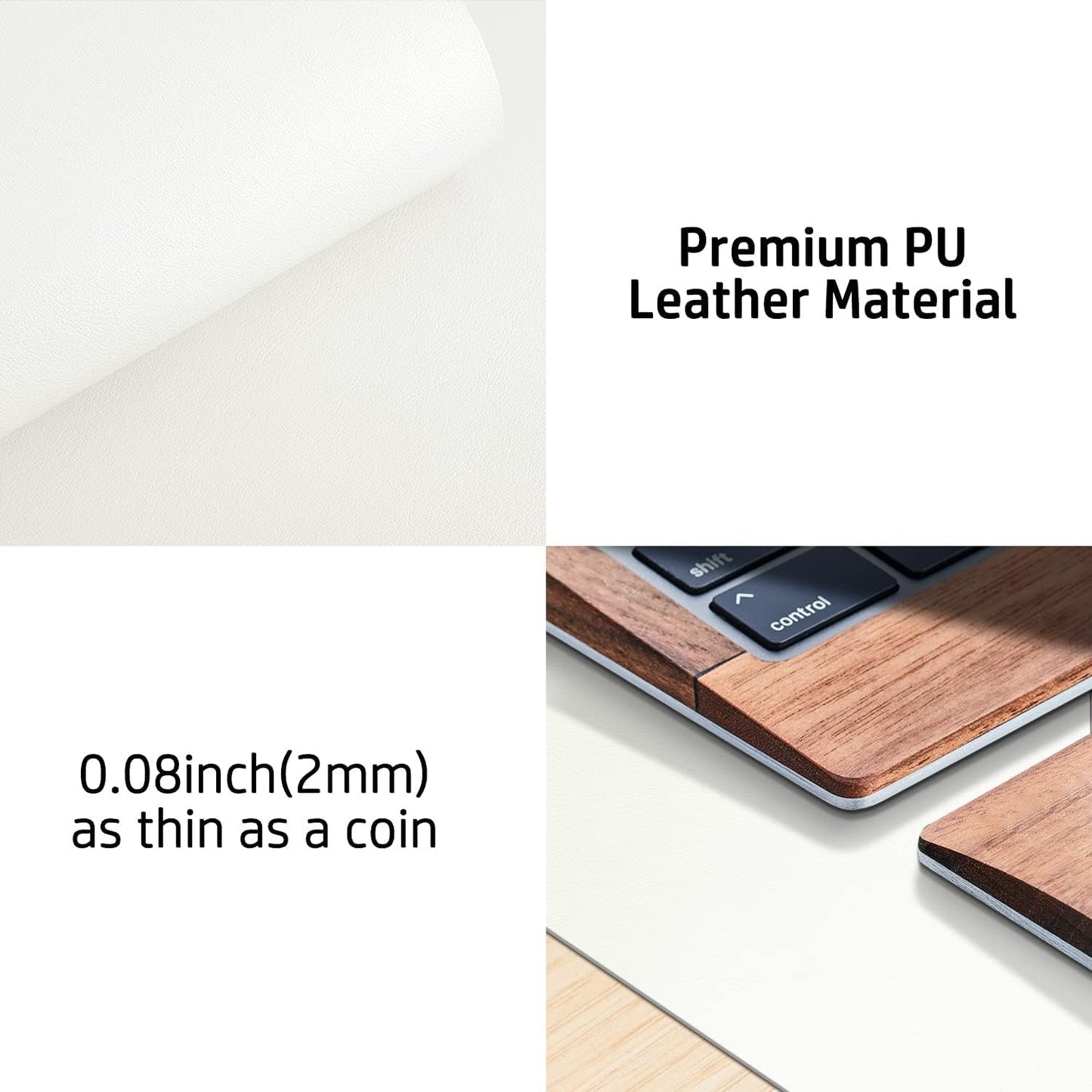 Aothia Non-Slip Waterproof PU Leather Desk Pad Protector for Mouse, Writing Desk, Office, Home, Laptop Blotter, 23.6" x 13.7", Black - Colors B