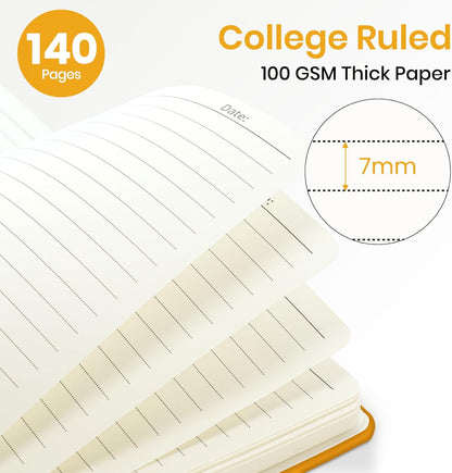 ZOTIA Lined Spiral Journal Notebook for Women, A5 College Ruled Journals for Writing, Hardcover Notebooks for Work, Note taking and Office School Supplies,140 Pages - Yellow
