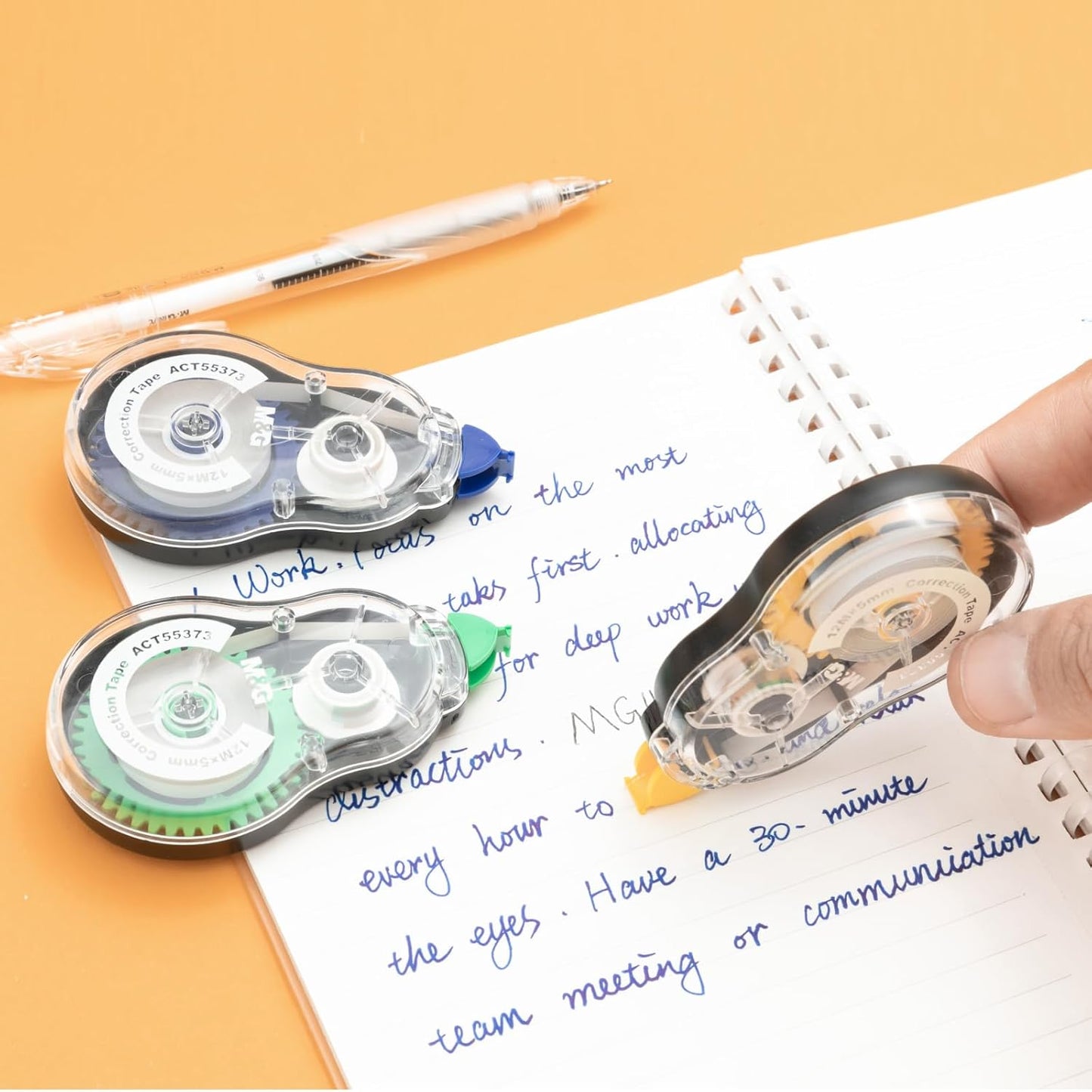 M&G White Correction Tape, Easy to use applicator for Instant Corrections, 39.37 Ft/Pack,for Office (6 Pack, 12M/472"x 0.2")