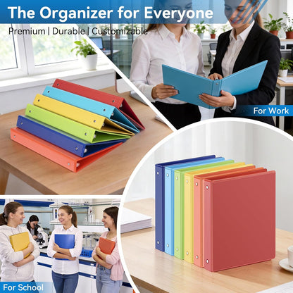 SUIN 1-inch 3 Ring Binder with 2 Interior Pockets, 1''Durable Binders Holds US Letter Size 8.5'' x 11'' Paper - Versatile Binders for Office, Home, and School Use, 6 Pack Black