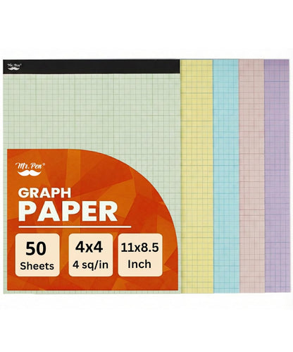 Mr. Pen- Graph Paper Pad, 17x11 Inches, 4x4 (4 Squares per Inch), 22 Sheets, Ideal for Math, Graphing and Sketching, Grid Paper for Students, Engineers, Artists