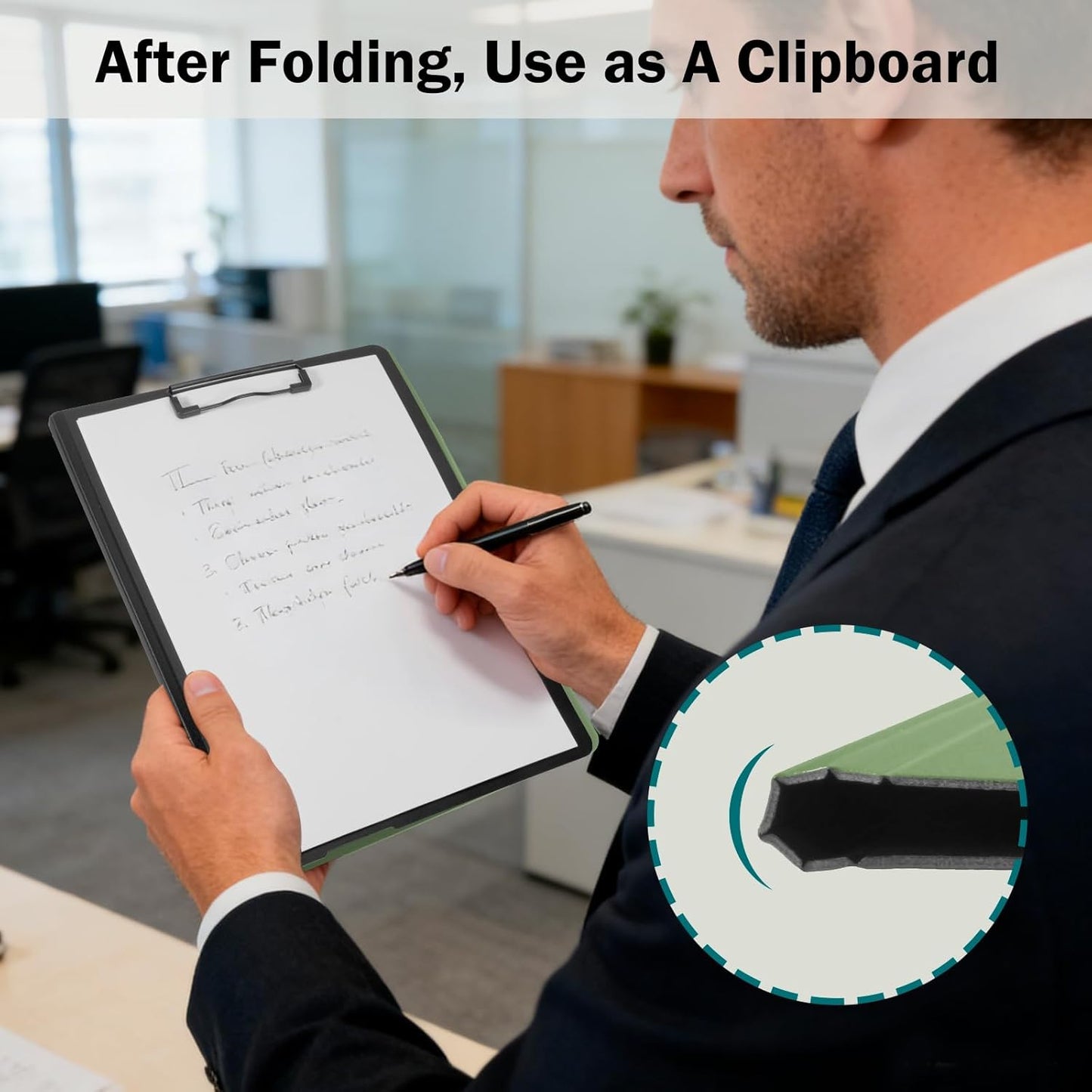 SITHON Foldable Clipboard Folder with Pen Slot, 360° Rotating PP Writing Pad with Dual Low Profile Metal Clips, Durable A4/Letter Size Document Folder for Nurses Classroom Business Office