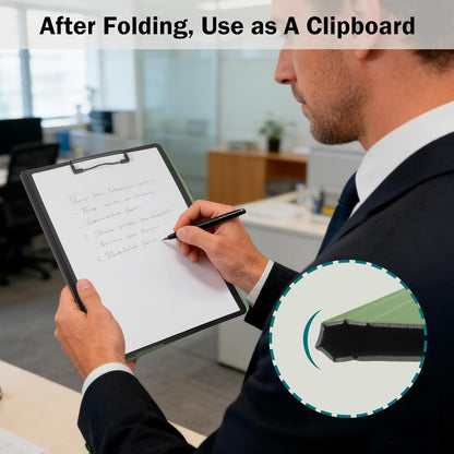 SITHON Foldable Clipboard Folder with Pen Slot, 360° Rotating PP Writing Pad with Dual Low Profile Metal Clips, Durable A4/Letter Size Document Folder for Nurses Classroom Business Office