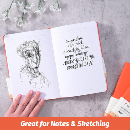 SUIN Hardcover-Journal-Notebooks, A5 Lined Journals Notebook for Writing 200 Pages, 8.2 x 5.5 inch, Classic Ruled Notebooks for Work/Travel/College (Black- 1 Pack)