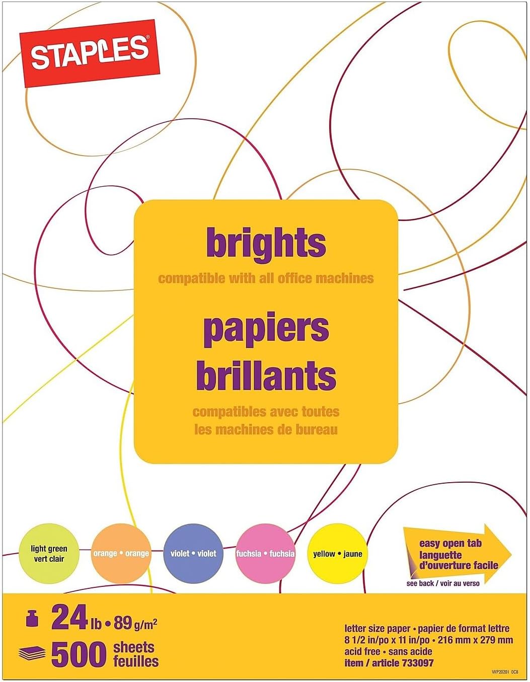 Staples Brights 24 Lb. Colored Paper Dark Green 500/Ream, For Office, School & Home
