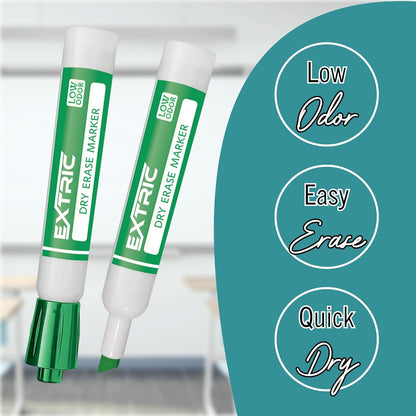 EXTRIC Black Dry Erase Markers, 12 Count Whiteboard Markers Chisel Tip, White Board Marker Dry Erase, Low Odor Chisel Tip Erasable Markers