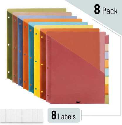 Mr. Pen- Binder Dividers with Pockets and Tabs, 1 Set, 8 Tabs/Set, Colorful, 3 Ring Binder Dividers with Tabs and Pockets on Both Sides