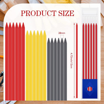 Spakon 60 Pcs 2.8mm Lead Refill Carpenter Construction Pencils Marker Lead Refills Dry Mechanical Woodworking Pencil Tools for Writing Drawing Drafting (Black)