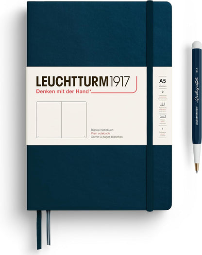 LEUCHTTURM1917 - Notebook Hardcover Medium A5-251 Numbered Pages for Writing and Journaling - Thinking Ahead (Plain Paper, Spice Brown)