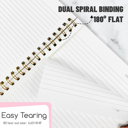 Lined Spiral Notebook B5 Black Journal 7.48'' X 10.18''-4 Pack 7mm College Ruled Hardcover Notebooks 160 Pages 100GSM Thick Paper for Note Taking School Office Supplies