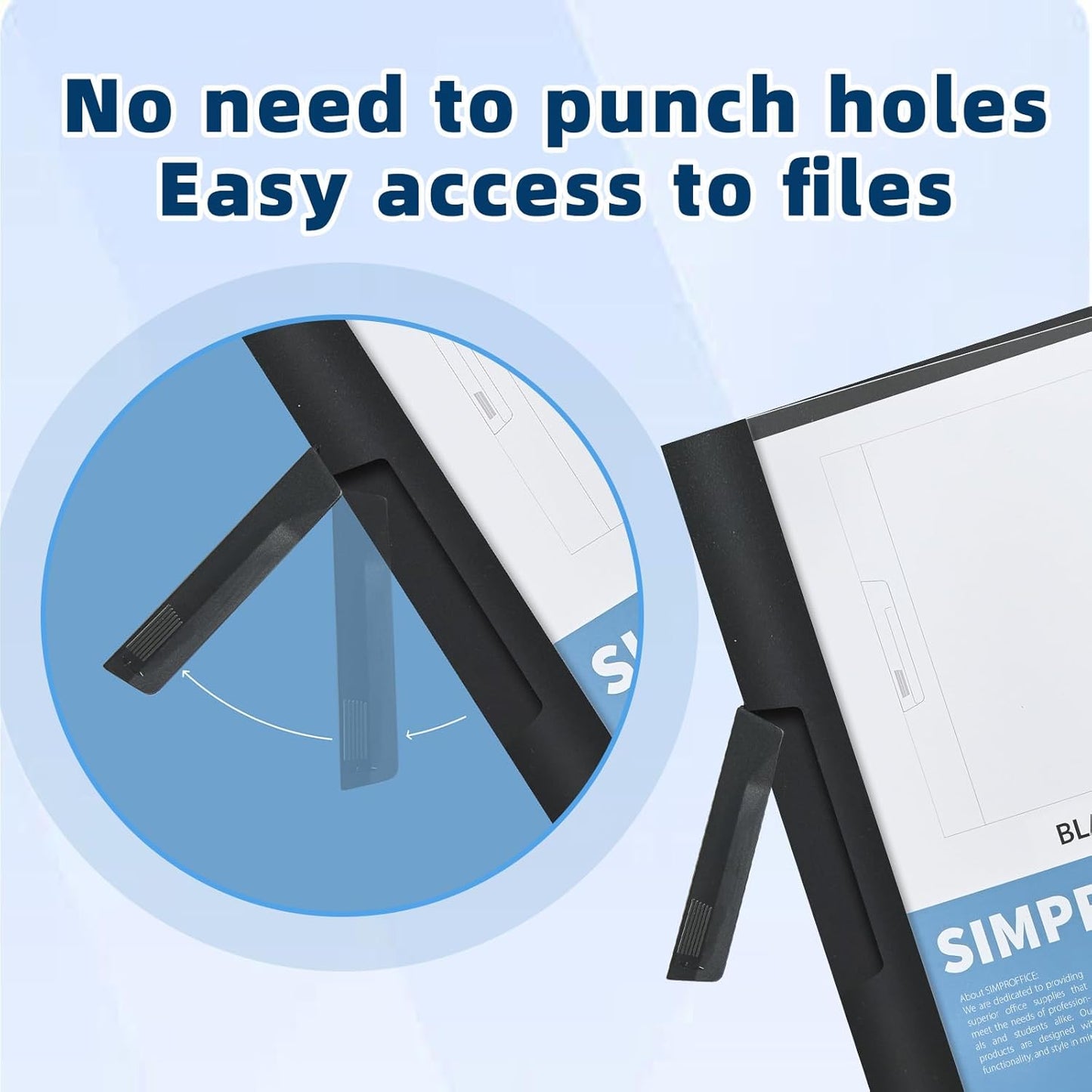 36 Pack Swing Clip Report Covers, Plastic Presentation Folders with Clip for Professional Use, Clear Front and Navy Blue Frosted Back, 9 x 11.4 Inches for Letter Size