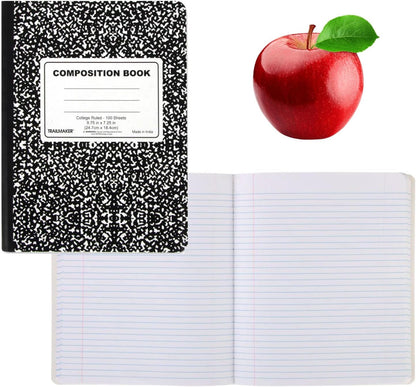Trail maker Bulk Composition Notebooks (50 Pack), College Ruled Marble Cover, 200 Pages (100 Sheets), 9.75 x 7.5, Bulk School Supplies for Classroom, Office & School Donations