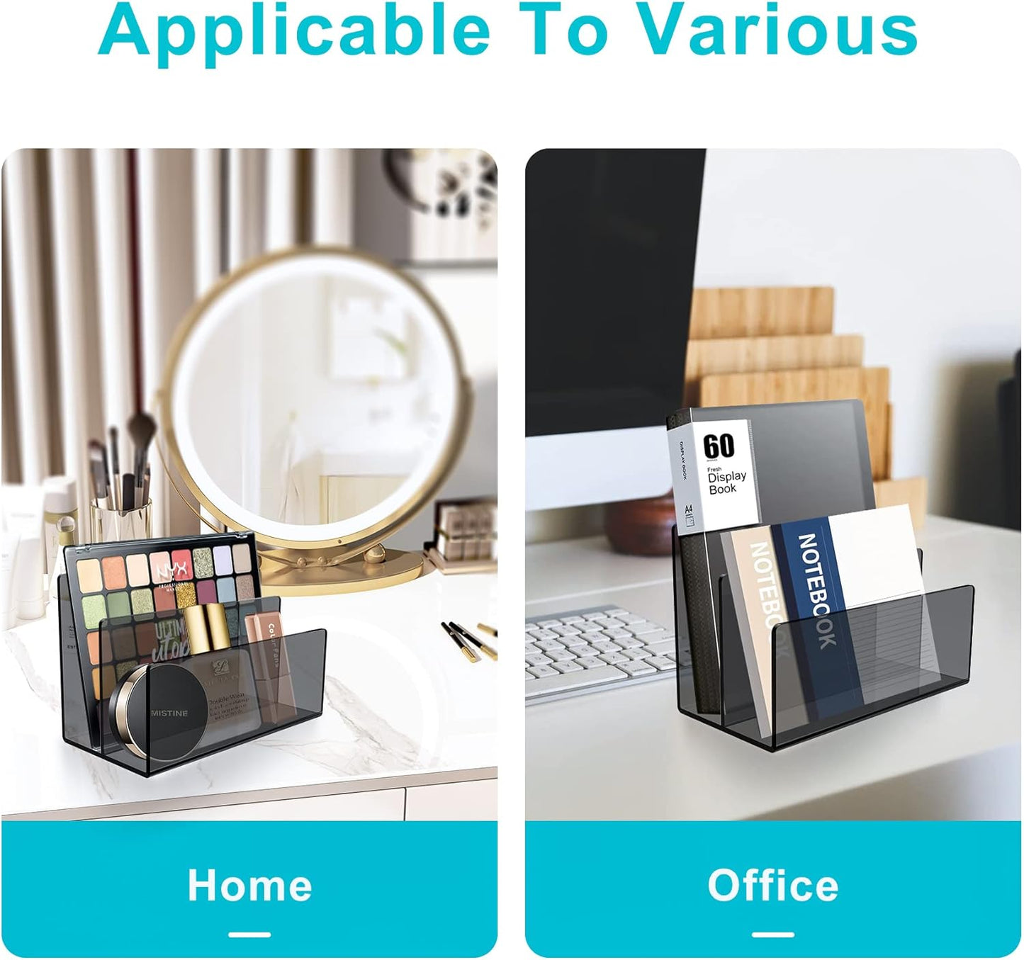 Boloyo Acrylic File Holder,1PC 2 Sections Rainbow File Organizer Mail Letter Sorter Desktop Folder Holder for Home Office School Envelope Bill Filling Paper Document