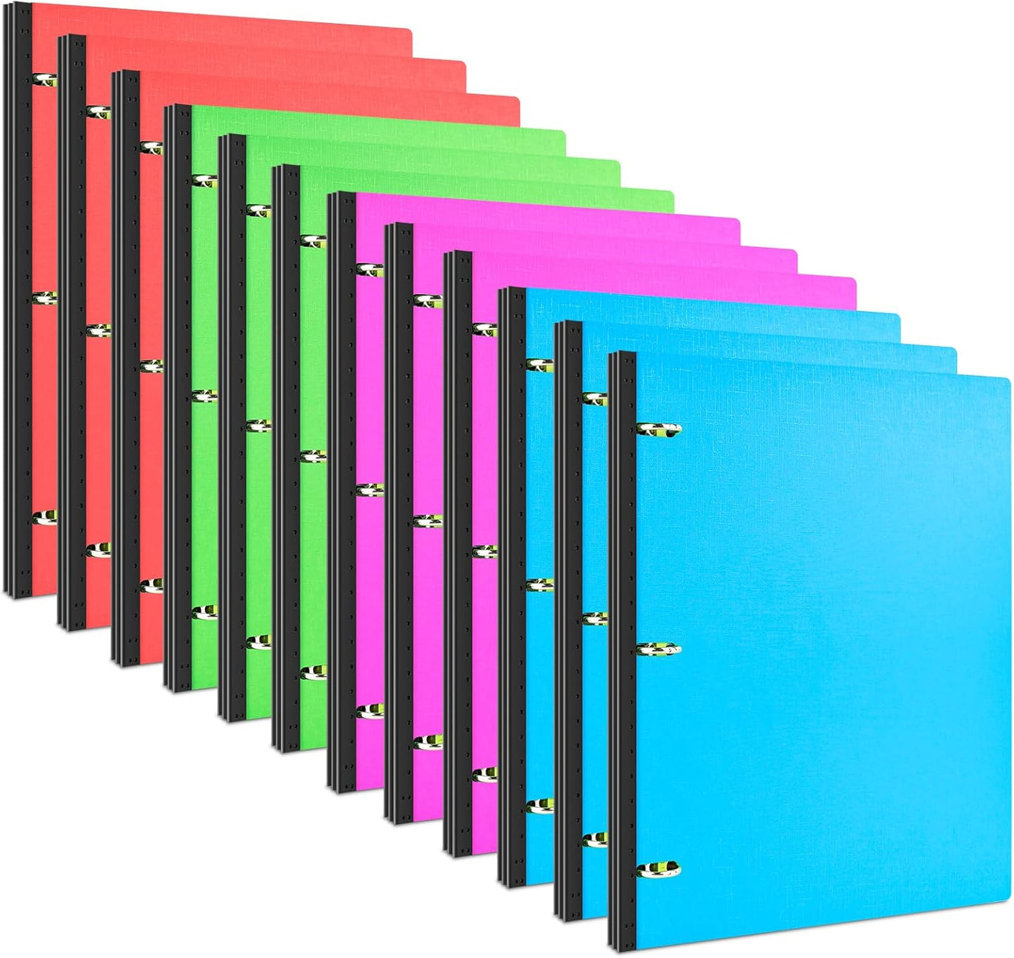 INFUN Telescoping 3 Ring Binder - 4PCS, Portable Plastic 3 Ring Binder with Telescoping Spine, Binders with Foldable Front Cover Holds 8.5"x11" Paper for School, Office, Homes