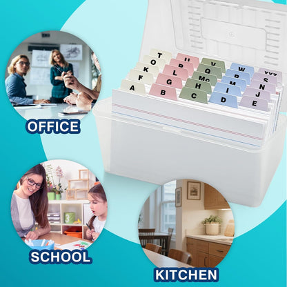 Chell 4x6 Plastic Index Card Dividers, Heavyweight Poly Index Card Guides A-Z for Flash Cards and Recipe Cards, with Alphabetical/Blank Stickers, Pack of 25