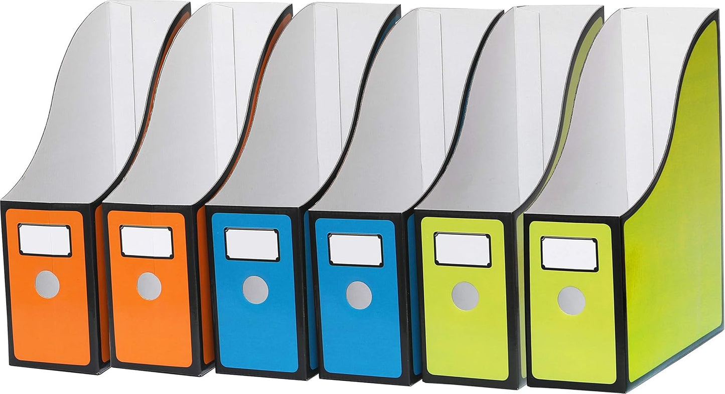 Simple Houseware 6-Pack Magazine File Holder Box, Foldable Cardboard Organizer, White