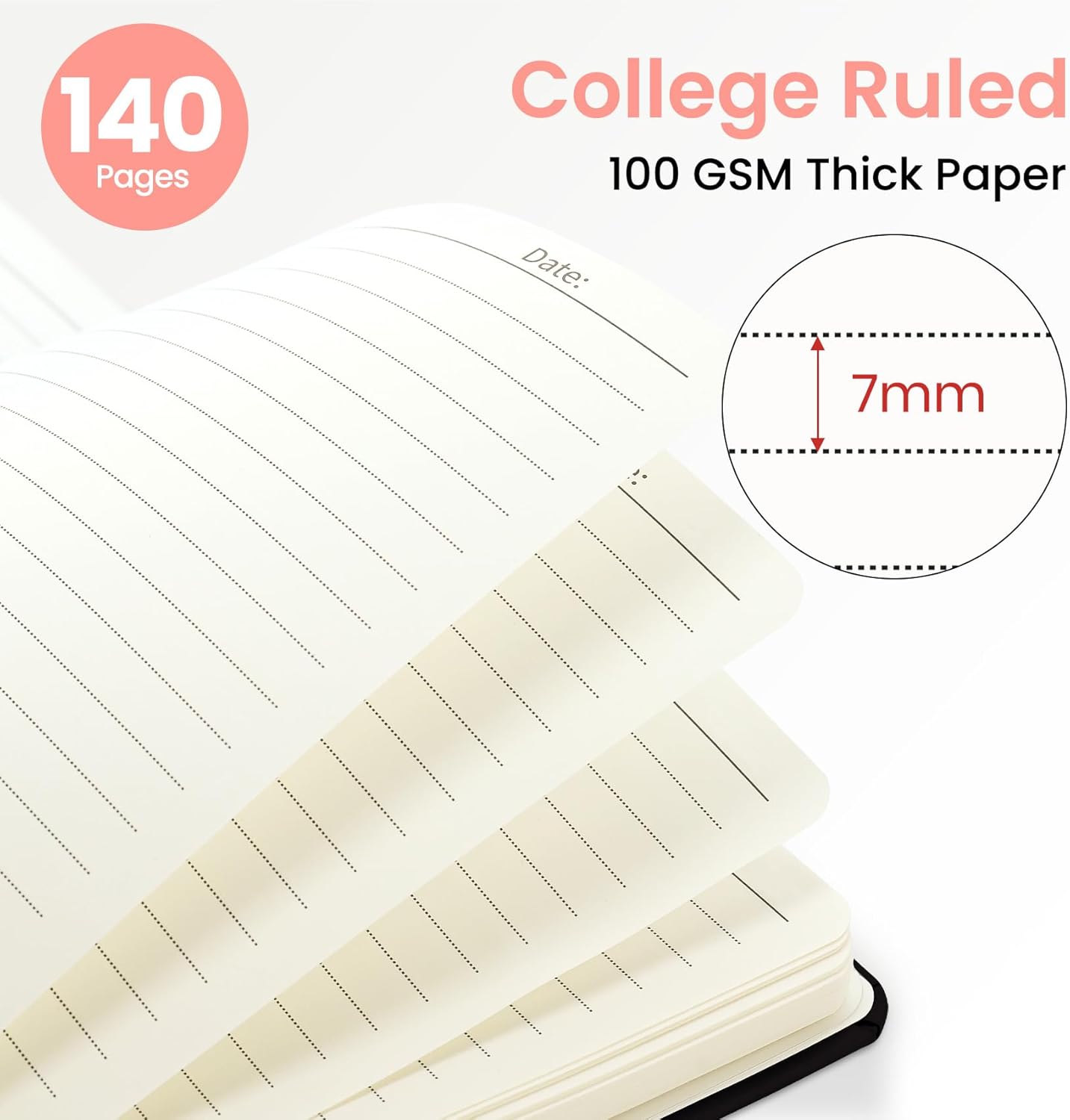 ZOTIA Lined Spiral Journal for Women, A5 Pretty Hardcover Notebook for Work, School & Office Writing, Aesthetic Writing Journal College Ruled, 140 Pages, 5.8" x 8.3", Twilight Bloom