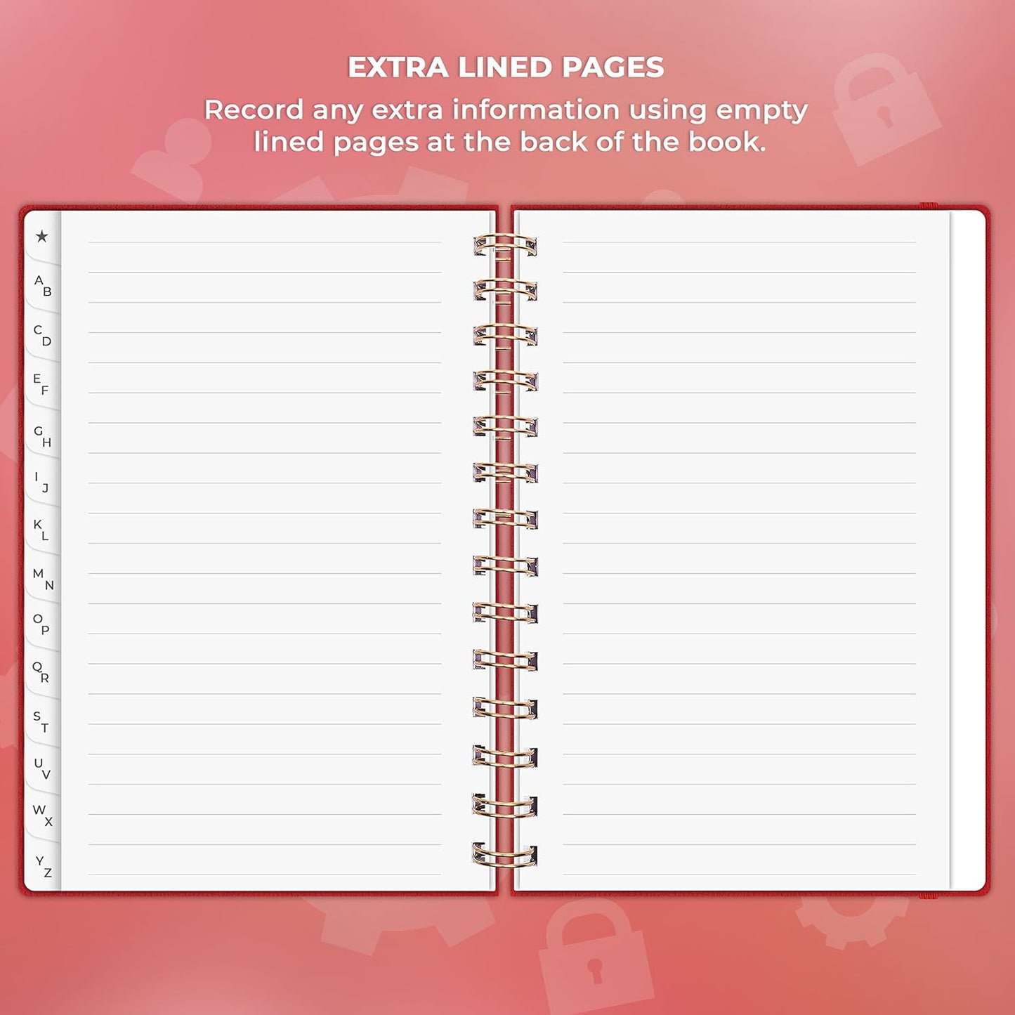 Clever Fox Password Book Spiral – Internet Address & Password Organizer with Laminated Alphabetical Tabs – Password Keeper Journal – Hardcover, Medium Size, 6.1x7.7” (Mystic Blue)