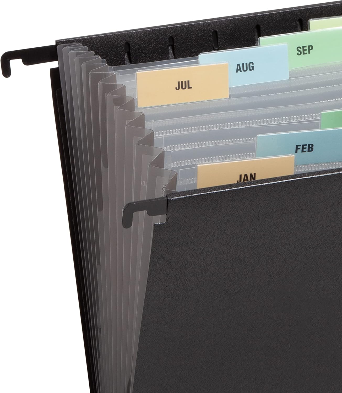 Smead Poly Hanging Expanding File, 12 Dividers, Letter Size, Black (65125)