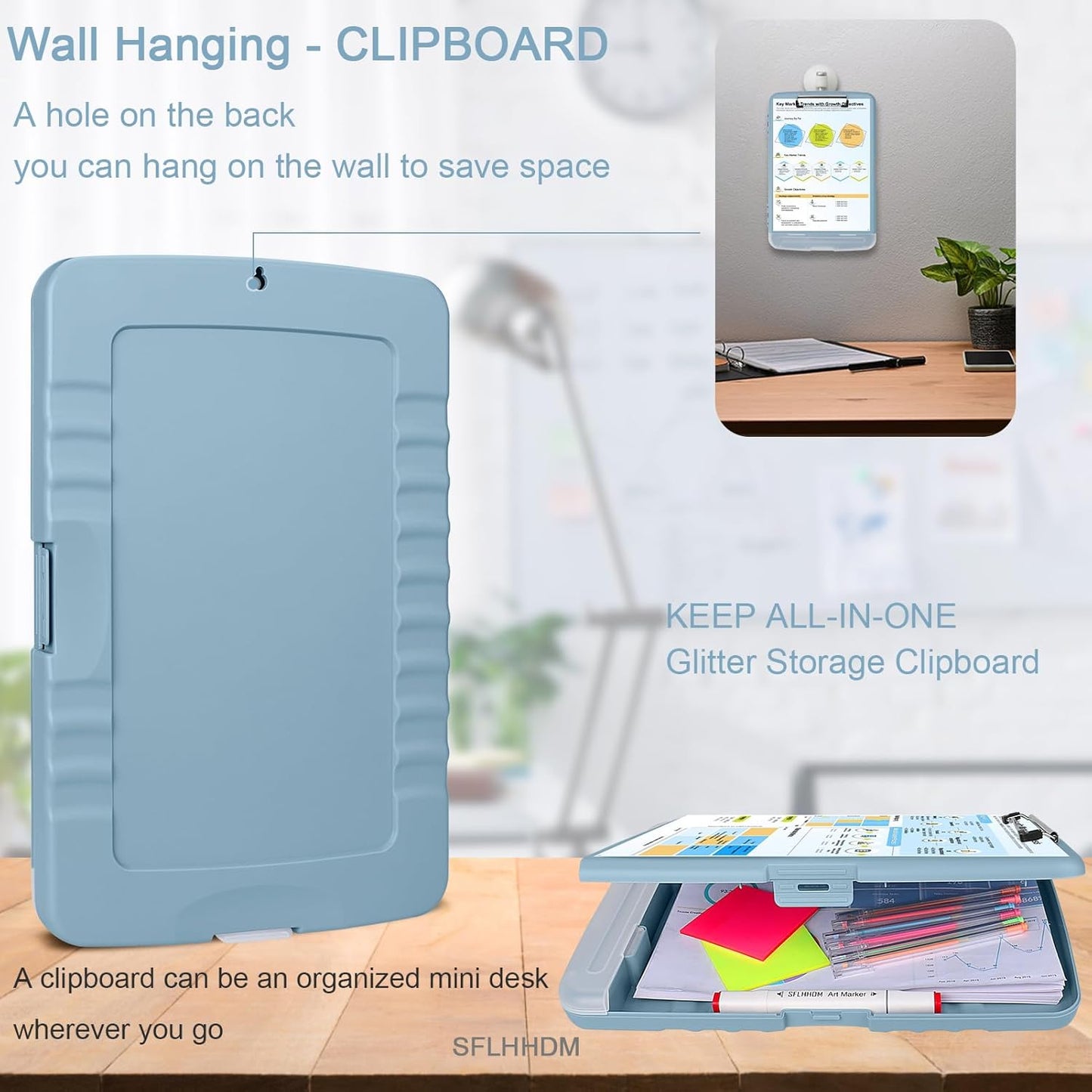 SFLHHDM Purple Clipboard, Clip Boards 8.5x11, Teacher Clipboards with Storage, Plastic Clipboard with Pen Holder, Clipboards Storage for Women Teachers Work, School & Office Supplies