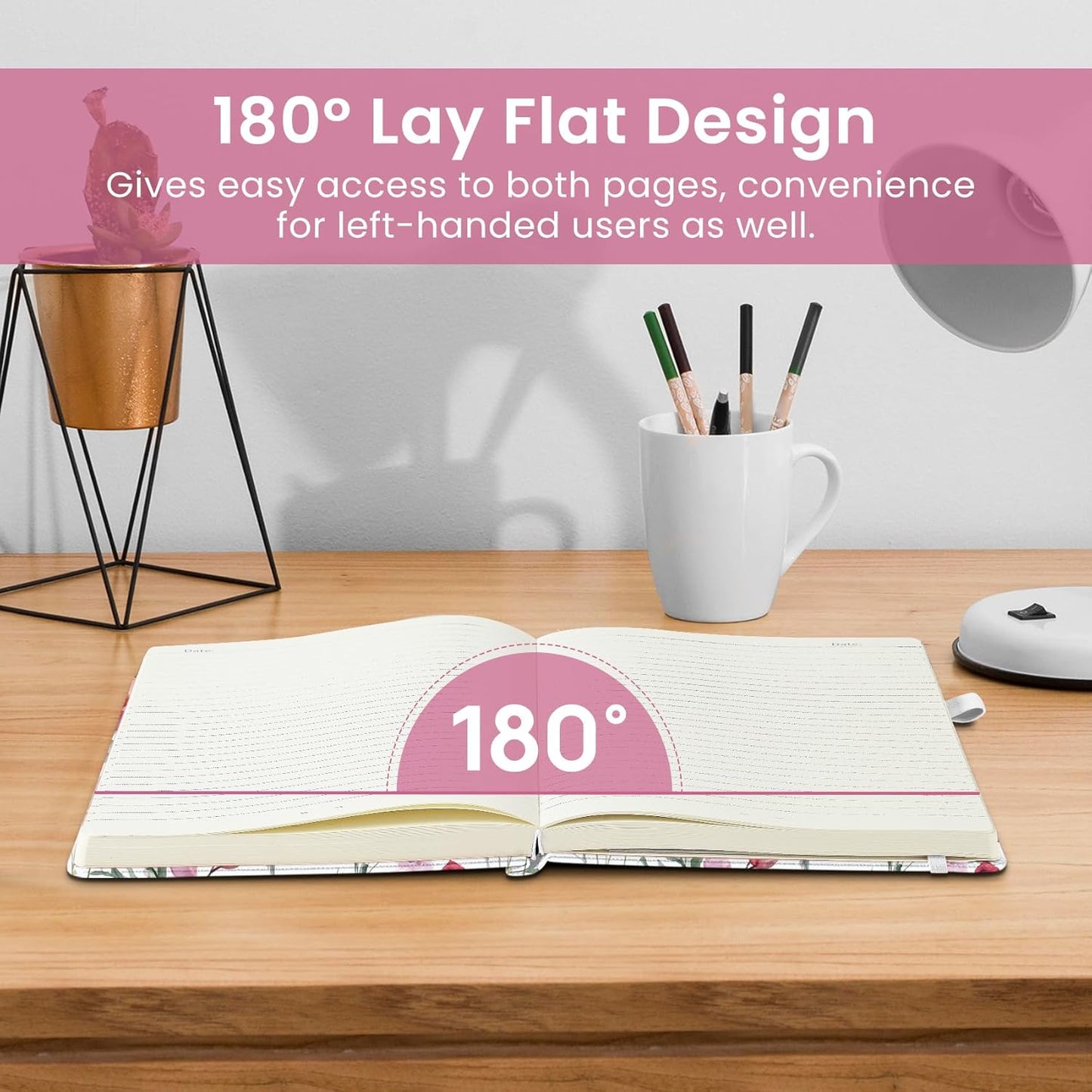 Taja Pretty Lined Journal for Women, Aesthetic Cute Hardcover Leather Journal for Writing, A5 College Ruled Notebook for Work & Note Taking, Perfect for Office School Home, 160 Pages, Meadow Flowers