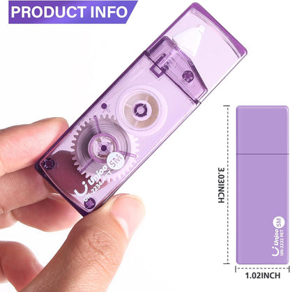 Unjoo White Correction Tape, Easy To Use Cute Applicator for Instant Corrections, For school, Office Workers (Gradient Purple, 5M/196" x 0.2",12pack)