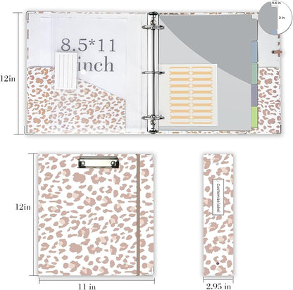 3 Ring Binder 1 Inch, Three Ring Binders Organizer with Clipboard, 5-Tabs Pockets Dividers, Plastic Folder, 18 Divider Stikers, BVSSX Pretty Binder with Pen Loop (Black Weeds, Letter Size)