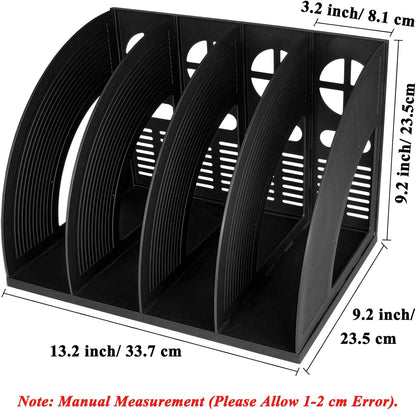 SAYEEC 2Pcs Magazine Holder Plastic File Sorter Binder Holder for Desk Folder Organizer Stand Book Shelf Dividers Vertical Filling Storage Rack Desktop Bookshelf Display Box for Office School (Black)