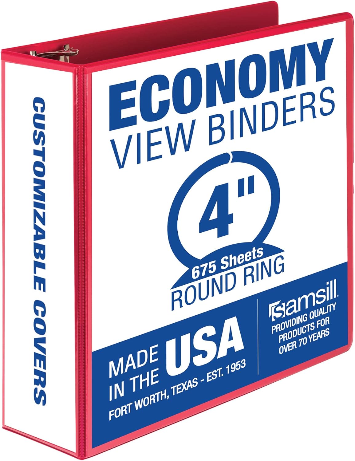 Samsill 1.5 Inch 3 Ring Binders, Economy Round Ring, Clear View Cover, 325 Sheet Capacity - for School, Home, Office - White, 4 Pack