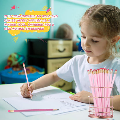 24 Pcs Round Pencils with Eraser 2 HB Cute Pencils Bulk for School Graphite Wood Color Unsharpened Pencil for Drawing Sketching Wedding School Teacher Supplies Student Reward
