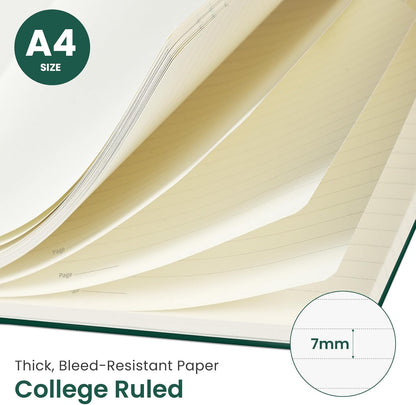 Taja Spiral Lined Notebook, 8.5"x11" Notebooks for Work, Large A4 Journal for Women & Men, College Ruled Journaling Notebook for Writing, Plastic Cover Spiral Journal, Green
