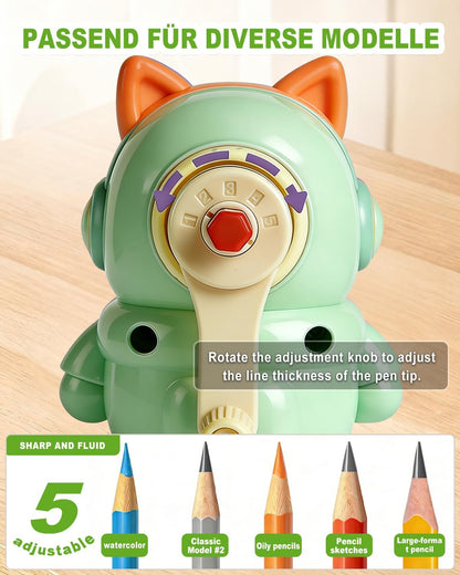 Pencil Sharpener Manual 5 Thickness Adjustable & Self-Feed Hand Crank Desktop Portable Pencil Sharpener for 7.0-8mm Pencil Nibs Classroom Home and Office Artists