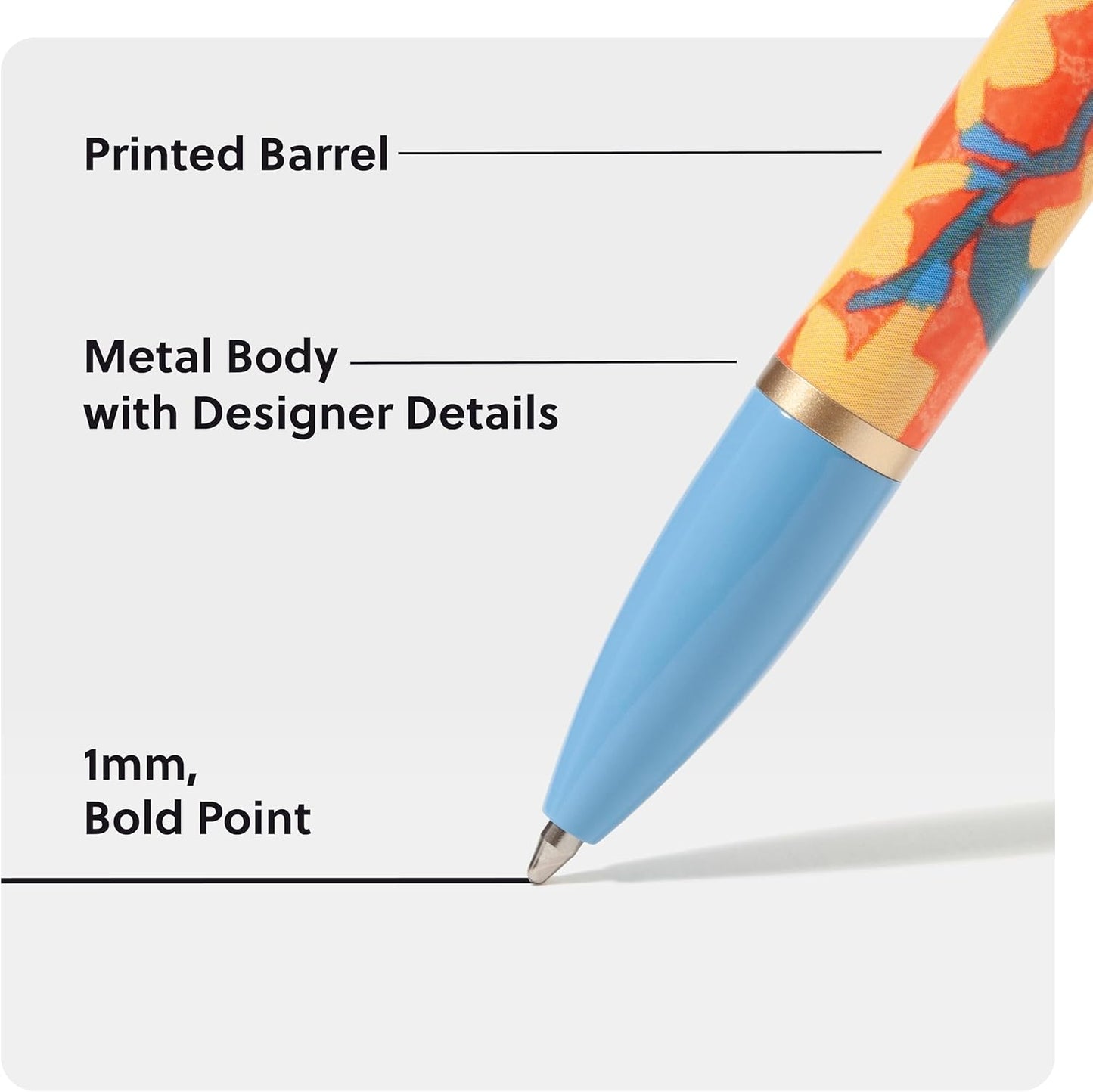 U Brands Midnight Monterey Ballpoint Pens, 4 Count, Black Soft Touch, Painted Black Details, Bold (1.0 mm) Point, Black Ink