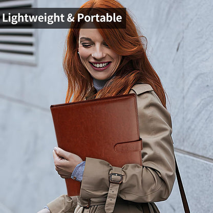 Professional Padfolio with Clipboard, Faux Leather Portfolio Folder Binder, Legal Pad Holder for A4 Letter Size Notepad, Resume, Writing Pad, Ideal Organizer for Business Office Conference, Black