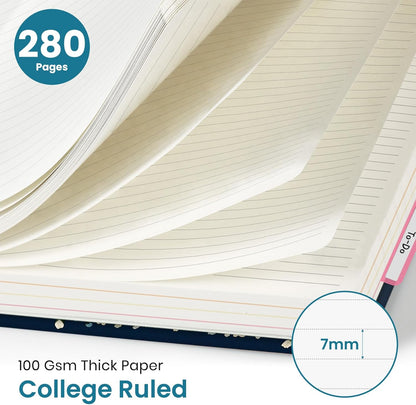 Large Lined Spiral Journal for Women Cute Hardcover 5 Subject Notebook for Work 8.5" x 11" with Removable Dividers & Tabs, College Ruled, 280 Pages Aesthetic Journal for Work, School & Note Taking, Garden of Whimsy