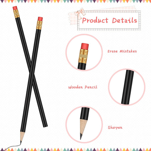 Outus 24 Pieces Round Pencils Cute HB Graphite Wood Pencils Pack with Eraser for School Drawing Sketching Wedding Office Supplies (White)