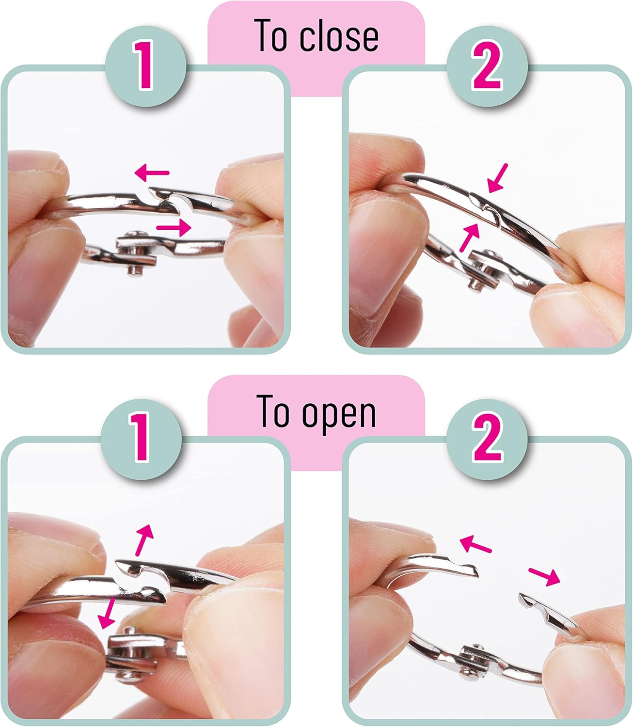Mr. Pen- Loose Leaf Binder Book Rings, 5 Assorted Sizes (0.6", 1", 1.2", 1.5",2"), 36 Pack, Metal Binder Rings for Index Cards, Keychains, School, Home, Office, Silver