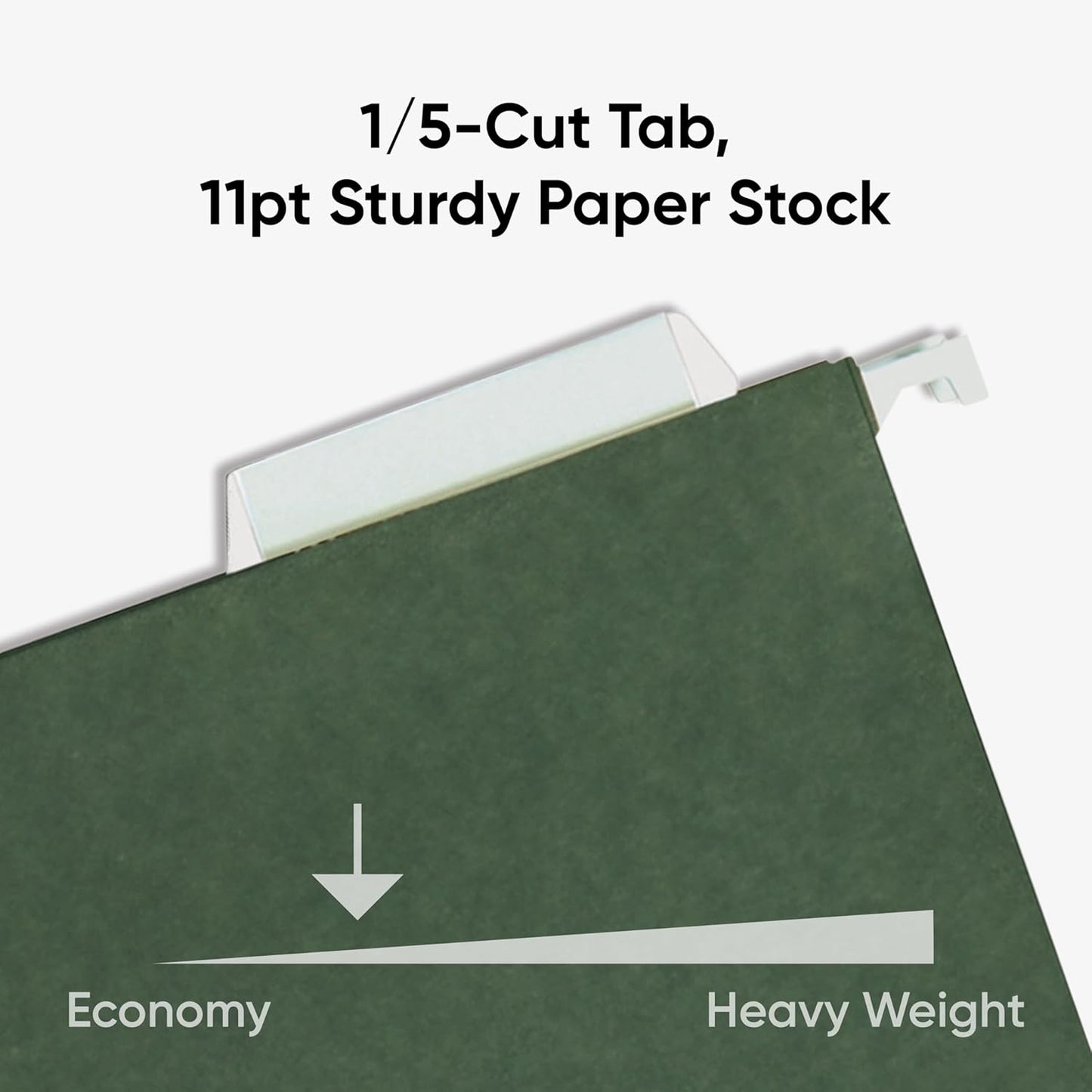 Smead Hanging File Folder, 1/5-Cut Adjustable Tab, Letter Size, Standard Green, Hanging Folders for Filing Cabinets, File Organizer Folder, 25 Count