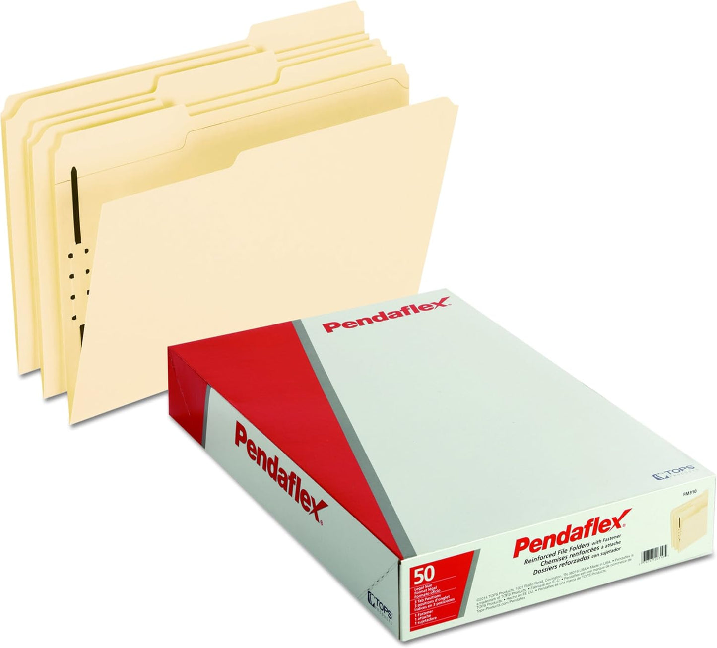 Pendaflex Manila Fastener Folders, Legal Size, 2 Fasteners, 1/3 Cut, 50/BX (FM313EE)