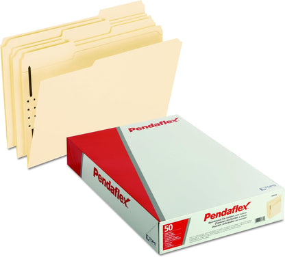 Pendaflex Manila Fastener Folders, Legal Size, 2 Fasteners, 1/3 Cut, 50/BX (FM313EE)