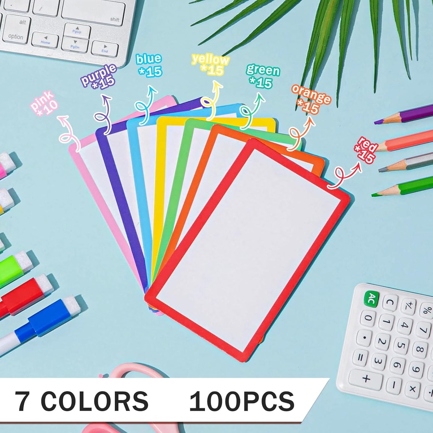 Harloon 100 Pcs Dry Erase Index Cards 3 x 5 Inch Laminated Reusable Dry Erase Note Cards Sheets for Office to Do List(White)