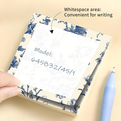 Sticky Notes 3x3 Inch, 2 Pads Cute Self-Stick Note Pads, Strong Adhesive Notepads for Office, Home, School, Organization and Reminders Watercolor Wildflowers