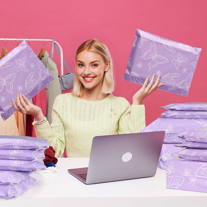 Metronic Cute Poly Mailers 10x13" 50pc Small Shipping Bags, Strong Adhesive Mailers Poly Bags for Business, Waterproof Mailing Envelopes for Packing Shipping Clothes Gifts, Gradient BluePink