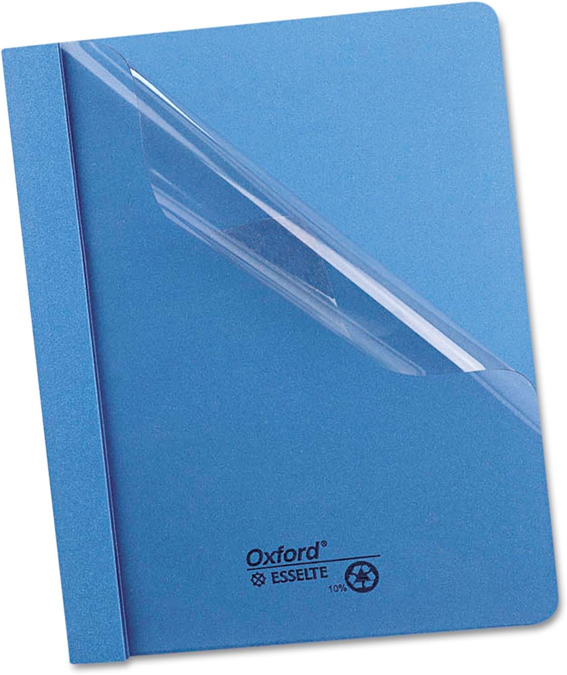 Oxford 55801 Clear Front Report Cover, 3 Fasteners, Letter, 1/2-Inch Capacity, Blue, 25/Box