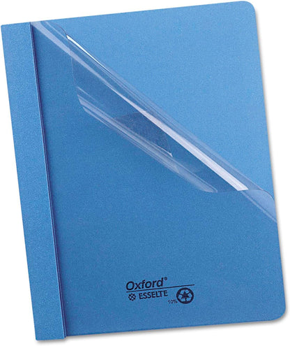 Oxford 55801 Clear Front Report Cover, 3 Fasteners, Letter, 1/2-Inch Capacity, Blue, 25/Box