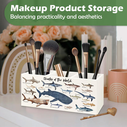 Killer Whale Gifts Wooden Pen Pencil Holder, Whale Shark Gifts for Ocean Lovers, Marine Biology Wooden Makeup Brush Organizer